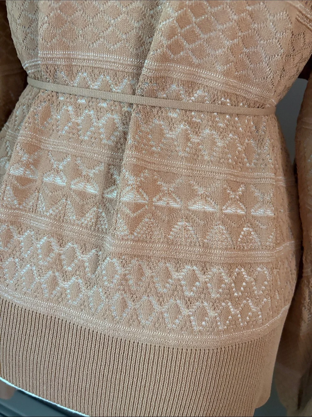 Express Textured Tie-Waist Cardigan in Camel